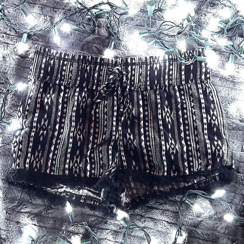 Aztec black & white cotton shorts
